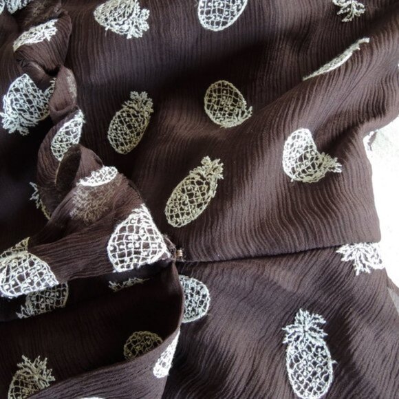 Kate Spade Brown Pineapple Embroidered 100% Silk Wrap Dress 10 - Picture 7 of 13